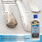 Parker & Bailey Silver Cleaner – Removes Tarnish and Restores Shine on Jewelry, Antiques, Utensils & Furniture, 8 oz Bottle