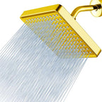 Voolan High Pressure Rain Shower Head - Luxury Modern Look - The Adjustable Replacement For Your Bathroom Showerhead - 6" Square High Flow Pressure Boosting Showers (Gold)