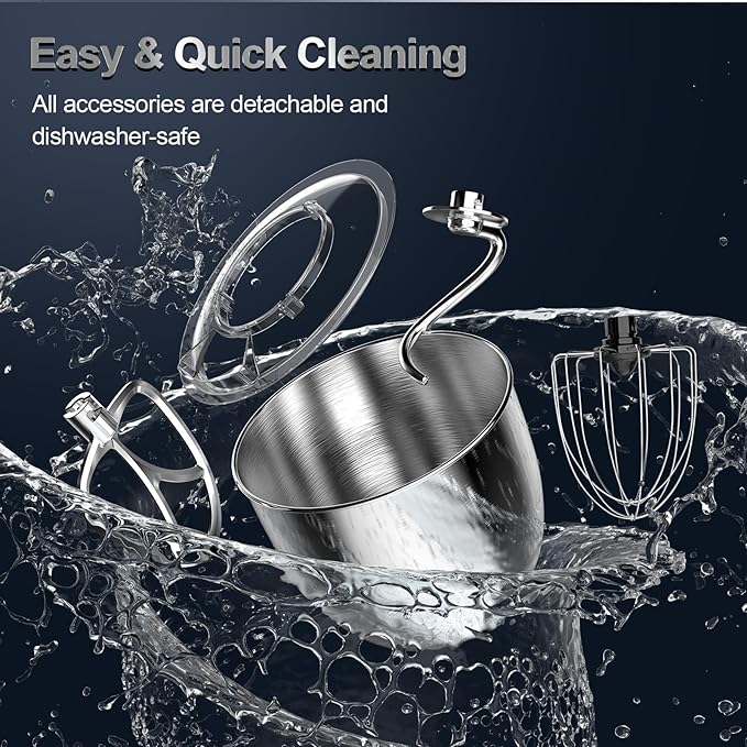 Stand Mixer, 6.5QT 10-Speed Tilt-Head Electric Stand Mixer, 3-In-1 Kitchen Mixer with Bowl, Dough Hook, Whisk and Beater, Food Mixer for Baking, Cake and Most Home Cooks, Black