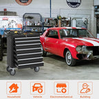 7-Drawer Rolling Tool Chest, Tool Box with 4 Wheels and Drawers, High Capacity Detachable Mobile Tool Storage Cabinet for Garage, Workshop, Mechanics and Repair Room (Black)