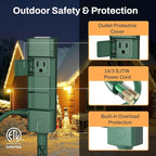 BN-LINK 25ft Outdoor Extension Cord Waterproof with Power Stake, 6-Outlet Power Strip Weatherproof, 14/3 SJTW Heavy Duty Power Cord for Halloween/Christmas Decorations and Inflatables, 15A/1875W