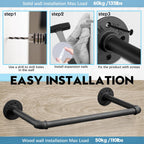 Industrial Pipe Clothes Rack Set of 2, 21” Heavy Duty Wall Mounted Clothing Rack Multi-Purpose Garment Bar, Space-Saving Hanging Rod for Laundry Room,Closet Storage