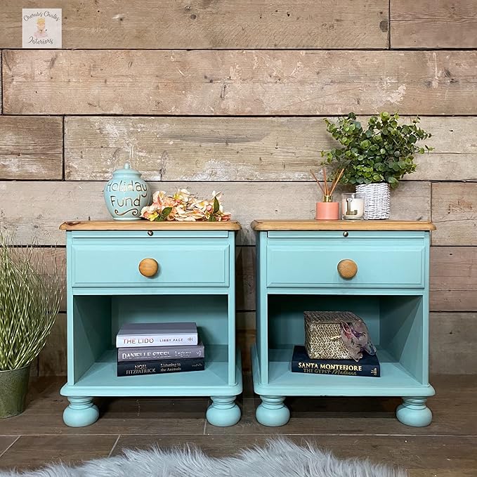 Dixie Belle Paint Company Chalk Finish Furniture Paint - Sea Glass (8oz) - Matte Pastel Blue/Green Chic Chalk Mineral DIY Furniture Paint