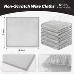 Orighty 24 Pcs Multipurpose Wire Dishwashing Rag, Non-Scratch Wire Dish Cleaning Cloths for Wet and Dry, Reusable Steel Scrubber for Kitchen, Powerful Dishcloth Rag for Cookware, Dish, Stove-7"x8"