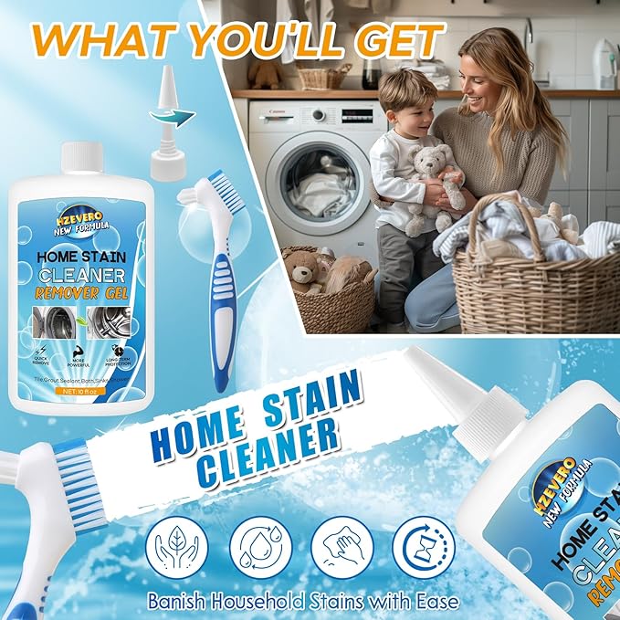 Mold Stain Remover Gel, Washing Machine Gasket Cleaner for Front Loader Washer Rubber Seal Home Stain Removal Gel for Grout, Caulk, Refrigerator, Shower, Bathtub, Bathroom Cleaning Solution (10 Fl Oz)
