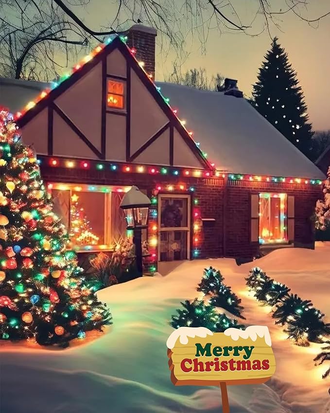 25 Pack C7 Christmas Light Bulbs, C7 Ceramic Multicolor Christmas Lights Replacement Bulb, E12 Candelabra Base Vintage Light Bulbs for Outdoor Xmas String Lights Nightlight Chandelier, 5 Watts