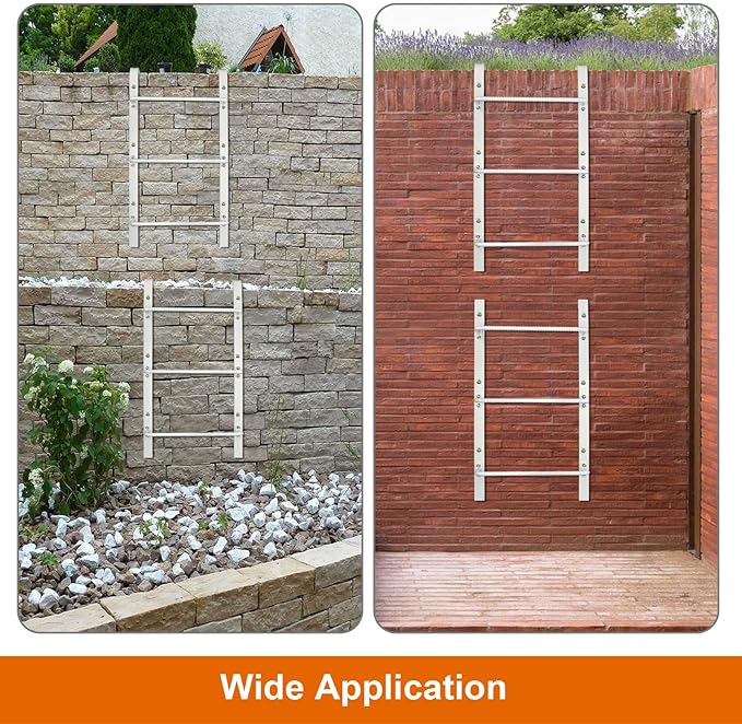 3-Rung Window Well Ladder Hooked, Heavy Duty Steel Wall Mounted Ladder, Powder-Coated Basement Egress Window Ladder 34.2" Lx17.9 W, White