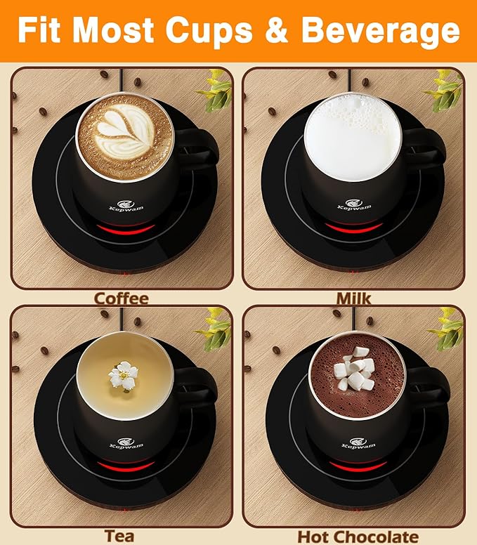 Coffee Mug Warmer & Kepwam Mug Set, Gravity Sensor Cup Warmer for Desk with LED Light, 3 Temp Settings & 6H Auto Shut Off, Coffee Warmer Plate for Coffee,Tea - Coffee Lovers Present for Men Women