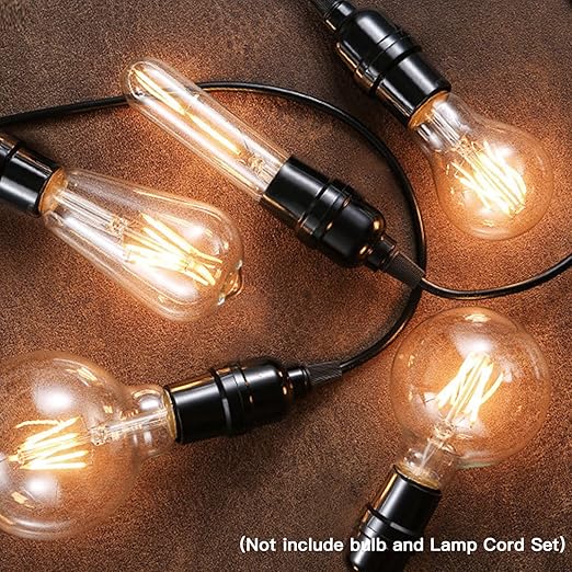 E26 E27 Light Sockets, 8 Packs Edison Period Retro Style Pendant Lamp Holder, Replacement DIY Pendant E26 Medium Base Screw Light Holder, Maximum Wattage 100W, Vintage Black Light Bulb Socket