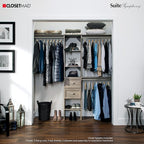 ClosetMaid SuiteSymphony Wood Closet Organizer Kit with Tower 3 Hang Rods, Top Shelves, 2 Drawers, Adjustable, Fits Spaces 5-9 ft. Wide, Graphite Grey