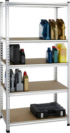 Amazon Basics Medium Duty Storage Shelving Double Post Press Board 5 Tier Shelf, Aluminum, 36 x 18 x 72