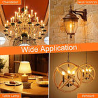 Candelabra Light Bulbs 40 watt Equivalent, E12 LED Bulb Dimmable B10 Candle Light Bulbs, 2200K Amber Warm, Chandelier Light Bulb, 90+CRI, 400LM, Amber Glass Finish, 24 Pack