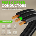 GEARit 360 Rotating Flat Plug Extension Cord (6ft, Black) Multi 3-Outlet Extension 16 AWG Wire, Adapter for Small Spaces, Right Angle Socket, ETL Certified - 6 Feet