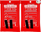 TONYKO 3.9 x 3.9ft Fiberglass Fire Blanket for Emergency Surival, Flame Retardant Protection and Heat Insulation (White-2PACK)