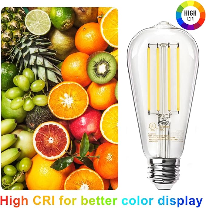 TJOY 12 Pack Vintage 8W ST58 LED Edison Light Bulbs, Dimmable, 60W Equivalent, 800Lumens, 2700K Warm White, E26 Base LED Filament Bulb, CRI80+, Antique Glass Style for Home, Bedroom, Office, Farmhouse