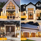 9.5'' Small Outdoor Exterior Wall Lights for House 2Pack, Waterproof Matte Black Outdoor Front Porch Lights with Tempered Glass, Outside Lighting Fixtures Garage Sconces Wall Mount, Bulb Not Included