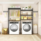 Ulif U5 Over the Washer and Dryer Storage Shelf, Laundry Room Space Saver Bathroom Storage and Organizer Rack for Hanging Towels and Drying Clothes with 5 Wire Shelves, 58.2"W x 13.4"D x 77.5"H, Black