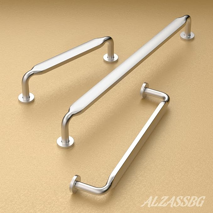 Alzassbg 6 Pack Brushed Satin Nickel Cabinet Handles, 12-1/2 Inch(320mm) Hole Centers Arch Modern Cabinet Pulls Kitchen Cabinets Hardware for Cabinets and Drawers AL3503SN