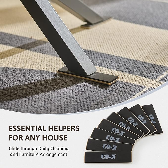 CO-Z Large Furniture Sliders - 8 Pack, 2 1/2" x 9" Rectangle Reusable Furniture Sliders for Carpet, Heavy-Duty Furniture Gliders Movers for Hardwood Floors, Plastic Moving Pads for Heavy Furniture