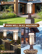 Oil Rubbed Bronze Outdoor Post Lights,Waterproof Pole Mount Light Fixture with Pier Mount Adapter(with 3-Inch Pier Mount Base), Exterior Lamp Post Lantern Head for Yard,Garden Backyard and Porch