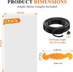 2PACK MAGZO Window&Door Screen Replacement Kit, 48''W x 99''L, with Retainer Spline (Total 65.6 FT) and Press-Fit Roller Tool, Scratch-Proof Polyester, Mesh Roll Repair for Patio, Pet Friendly, Grey