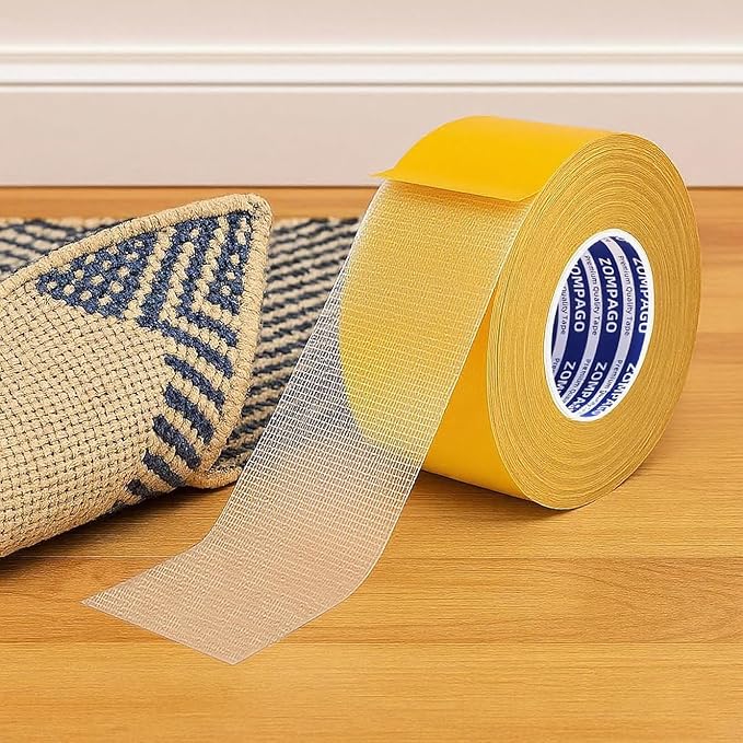 Heavy Duty Double Sided Mounting Tape, 2.4inx33FT, Clear Mesh Grip, Extra Strong Adhesive for Carpets, Wall Mounting, Picture Hanging and DIY Projects,Hand Tearable,Weatherproof