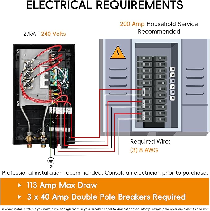 Electric Tankless Water Heater WINTEMP 27kW 240V, Whole House Hot Water Supply, On Demand Instant Endless Water Heater, with LED Temperature Display, WiFi Control, Up to 6.3 GPM, ETL Certified