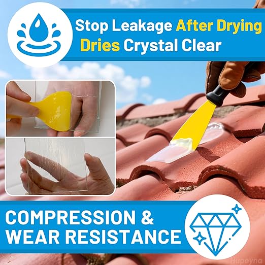 Waterproof Patch & Seal Rubberized Sealant Paste, 2.2lbs Anti-Leakage Clear Waterproof Paste Invisible Indoor & Outdoor Repair for Curved and Vertical Surfaces Wood, Tile, Stone, Roofs, Wall