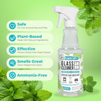 Mighty Mint Glass Cleaner, Ammonia-Free, Streak-Free Spray for Windows, Screens, Stovetop, Bathroom, Natural Peppermint Scent, 16oz