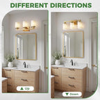 DORESshop 17 Inch Bathroom Light Fixtures, 3-Light Brass Bathroom Lighting Fixtures Over Mirror with Milk Glass Shade, Vanity Lights for Living Room Bedroom