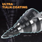 Heavy Duty M35 HSS 1/4 to 1-1/8 Inch Step Drill Bit with Double Flutes, Large High Speed Steel Step Bit for Stainless Steel, Metal, Wood