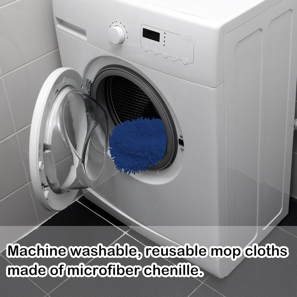 Reusable Microfiber Chenille Mop Pads Compatible with Swiffer Sweeper, Dry Sweeping Cloths & Wet Mopping Cloths, Refills for Hardwood Surface Floor Cleaning, 4 Pack (Blue)