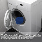 Reusable Microfiber Chenille Mop Pads Compatible with Swiffer Sweeper, Dry Sweeping Cloths & Wet Mopping Cloths, Refills for Hardwood Surface Floor Cleaning, 4 Pack (Blue)