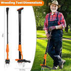 Weed Puller Tool, Stand Up Weed Puller Heavy Duty, Weeding Tool with 39" Ergonomic Long Handle and 4 Manganese Steel Claws, Easy Eject Mechanism, Weeding Without Bending, Pulling, or Kneeling