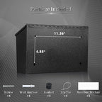 Dalmbox Wall-Mount Mailbox Large Mailbox for Post Rust-Proof Galvanized Steel Box for Outside or Townhouse Horizontal Style, Black, 15.7” x 4.3” x 9.4”