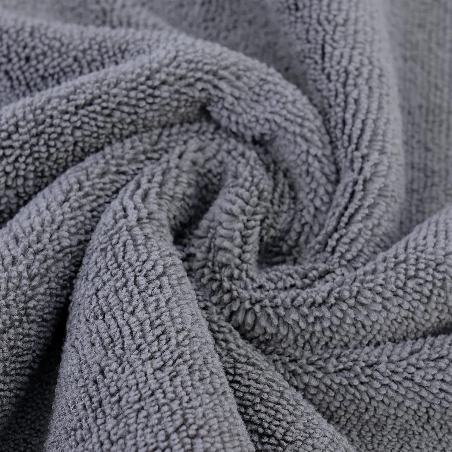 POLYTE Microfiber Cleaning Towel Ultrasonic Cut Edgeless (16x16, 24 Pack, Premium, Blue,Gray,Yellow)