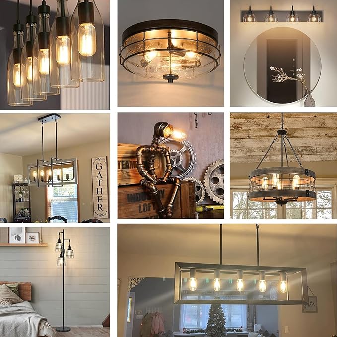 3.2 Inch 2700K Soft White E26 LED Bulb 60 Watt Equal, AC 120V 600LM Edison Bulbs Dimmable, 6W T10 T30 Tubular Filament Light Bulbs Clear Glass for Fan Pendant Wall Light, UL Listed-6 Pack