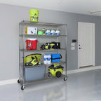 Seville Classics UltraDurable Heavy Duty NSF Solid Steel Wire Rack Storage Unit Wheels, 5-Tier Shelving, 60" W x 24" D