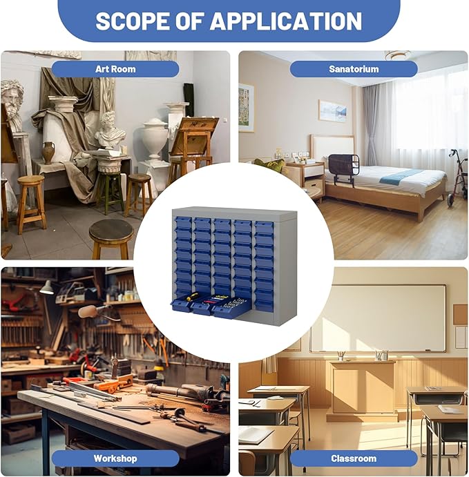 40-Drawer Parts Storage Cabinet – Multi-Purpose Organizer for Screws, Bolts, Nails, Craft Supplies, Legos, Makeup & Tools – Compact Plastic Drawer Unit for Garage, Workshop, Classroom & Home