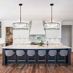 Drum Chandelier - Black and White Linear Design Adjustable Pendant Light for Dining Room, Kitchen Island, Living Room, Foyer (19.68", 5 Lights)