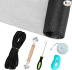 Windows Screen Replacement and Screen Door Repair Kit, 6Pcs Window Screen Fiberglass Mesh Kit - Window Screen & Screen Door Mesh & Screen Porch Repair Kit (Black, 59" x 106")