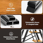 GameGem 3 Step Ladder, Aluminum Folding Step Stool with Anti-Slip Sturdy and Wide Pedal, Lightweight Portable Stepladder for Home and Kitchen Use Space Saving, 330 lbs, Black Woodgrain