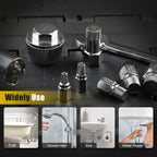 Topec 1.5'' Tub Drain Extractor, 8PCS Pipe Nipple Extractor Set with 1-inch Socket, Remove the Old, Broken, Stubborn, Rusted Drain Tub Bathtub Remover, Strong Grab Plumbing Tools with Storage Case