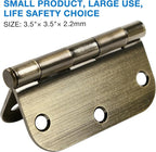 18 Pack Door Hinges Antique Brass 3.5 Inch Interior 3 1/2" Round 5/8" Radius Heavy Duty Metal Hardware Kit 3 ½" 5/8" Radius Flat Hinge for Bifold Doors Decor Master Bedroom Storage Room