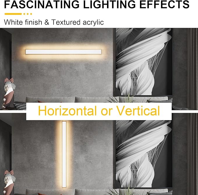 Aipsun Porch Wall Lights 59inch Long Strip Modern LED Outdoor Wall Light Fixture, 1 Pack White Wall Mount Lighting Sconce Exterior Lights Wall Sconce Long Linear Outside Lighting 3000K