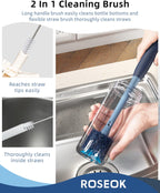 2in1 Bottle Scrubbing Brush with Straw Brush has Long and Comfortable Handle, Cleaning Glass, Sports Bottle, Coffee Mug,1 Pack, Grayish Blue
