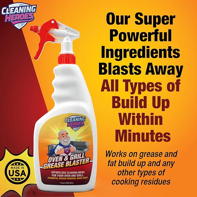 Oven and Grill Cleaner, 32 Fl Oz - BBQ Cleaner and Degreaser - Perfect for Air Fryers, Stoves, Baked-On Grease and Food Buildup
