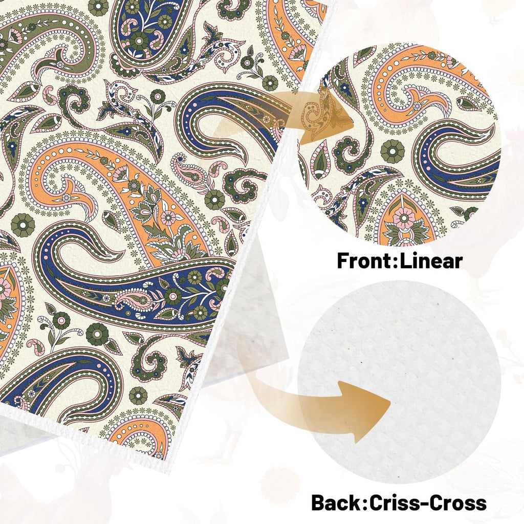 Swedish Dishcloths for Kitchen, 6 Pack Vintage Reusable Dish Paper Hand Towels Housewarming Gifts, Absorbent Dish Rags Decoration for Home Cooking Cleaning