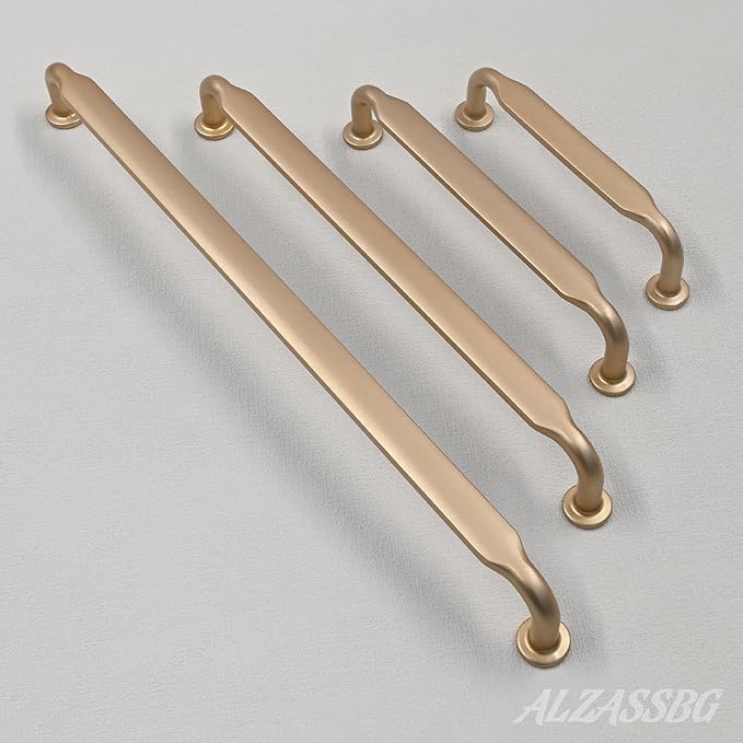 Alzassbg 6 Pack Champagne Copper Cabinet Handles, 7-1/2 Inch(192mm) Hole Centers Arch Modern Cabinet Pulls Kitchen Cabinets Hardware for Cabinets and Drawers AL3503SCG