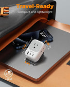 TESSAN European Travel Plug Adapter, Type C Power Adaptor with 4 AC Outlets 3 USB Ports (2 USB C), Europe Outlet Adapter for USA to EU Euro International Italy Iceland Spain France Greece Germany